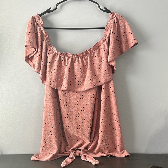 Pink Off-Shoulder Ruffle Top - Picture 1 of 2